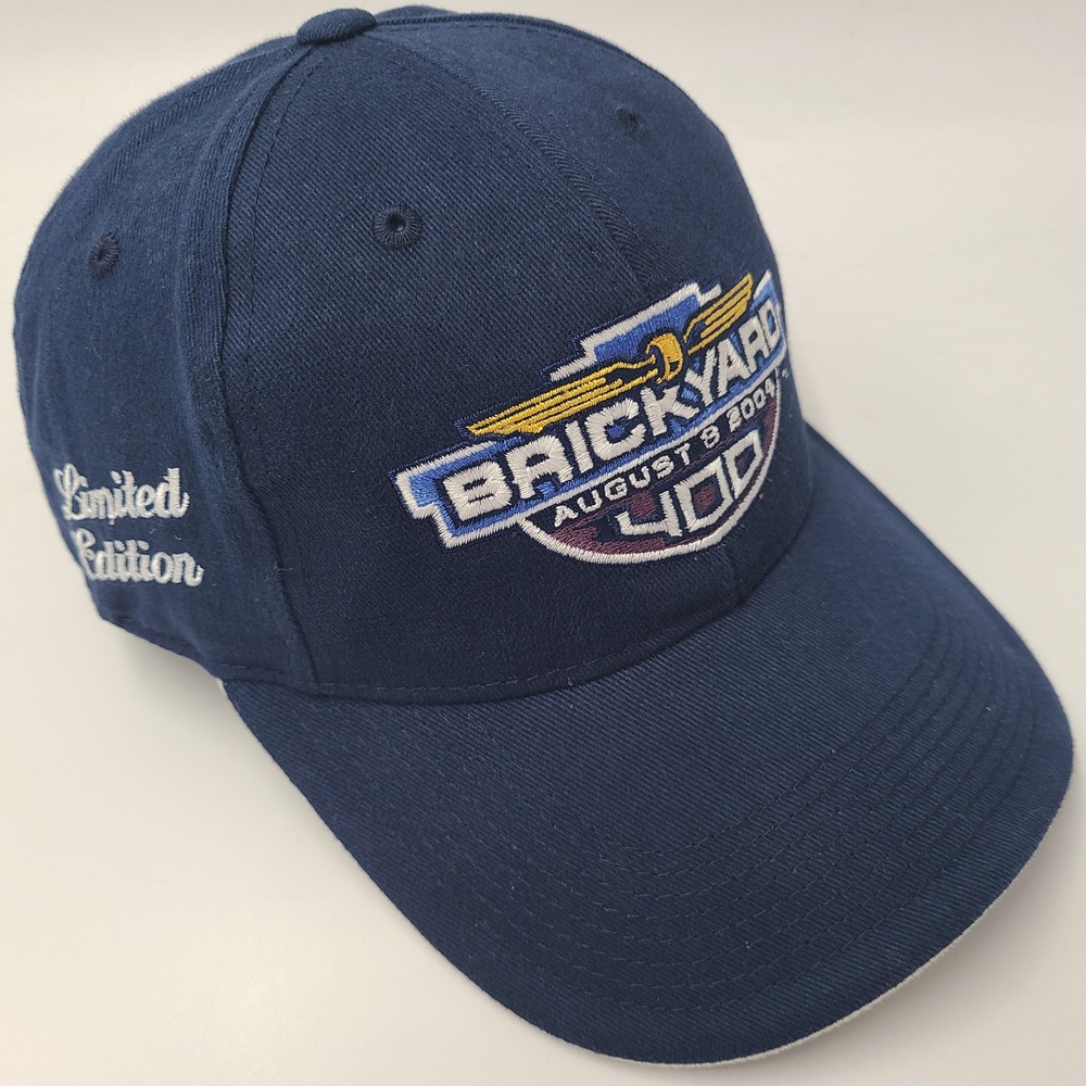 Vintage Brickyard 400 Hat Adjustable (Fits Small) Blue NASCAR Racing 2004 Men